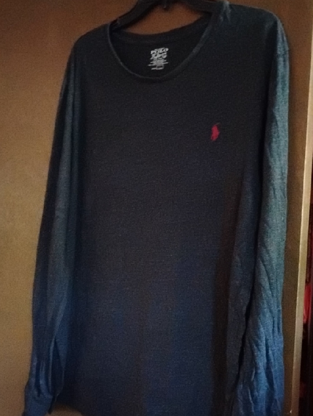 Classic Men's Long-Sleeve Crewneck Shirt - Grey with Red Logo